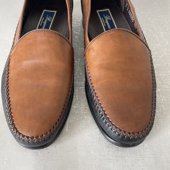 Bragano by Cole Haan Men's Two Tone Leather Loafers Black Brown 10.5 Italy - Picture 3 of 14